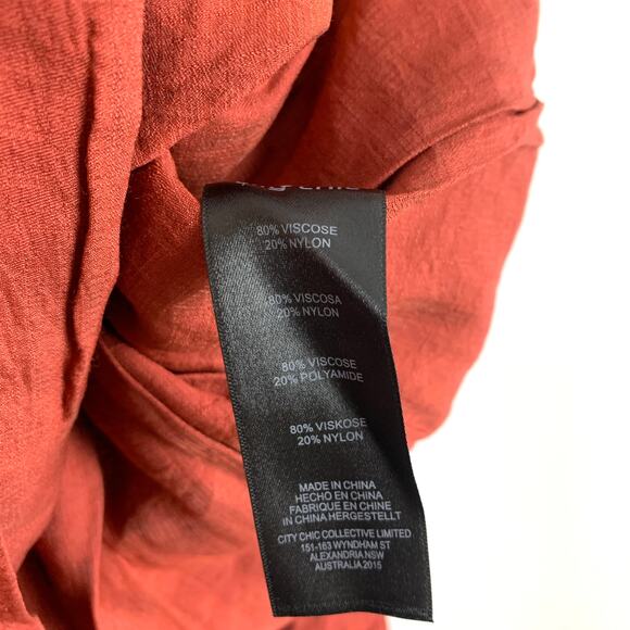 NWT City Chic Smocked Puff Sleeve Fearless Midi Dress in Caramel Size XXS 12 - Picture 6 of 6